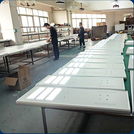 Production of solar street lights
